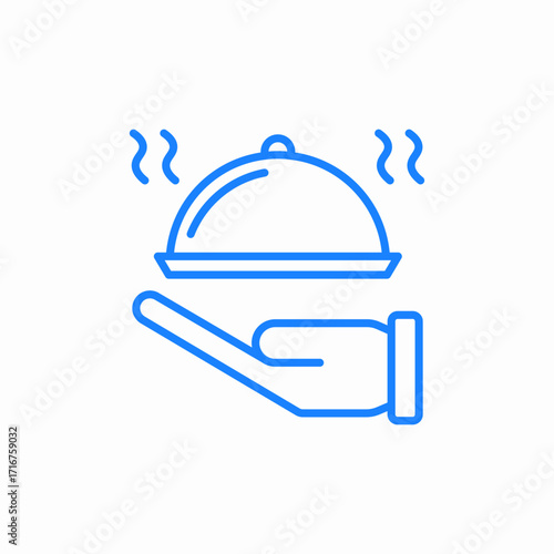 dish under cover held by human hand icon sign vector