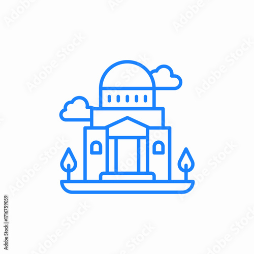 dome-shaped building like a mosque or mausoleum icon sign vector