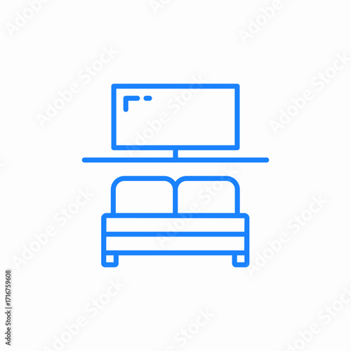 living room tv and sofa icon sign vector