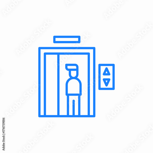 person waiting for elevator icon sign vector
