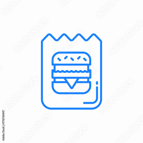take away food paper bag burger icon sign vector