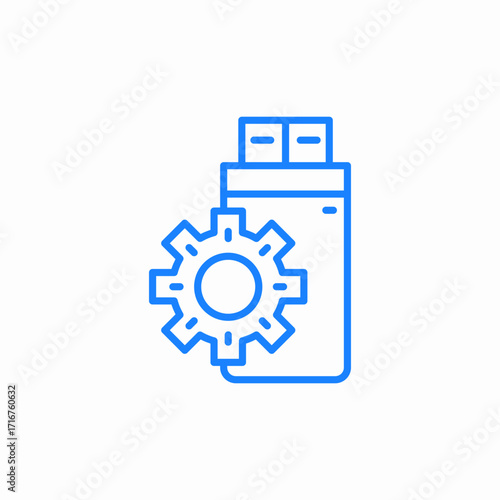 usb drive settings configuration icon sign vector