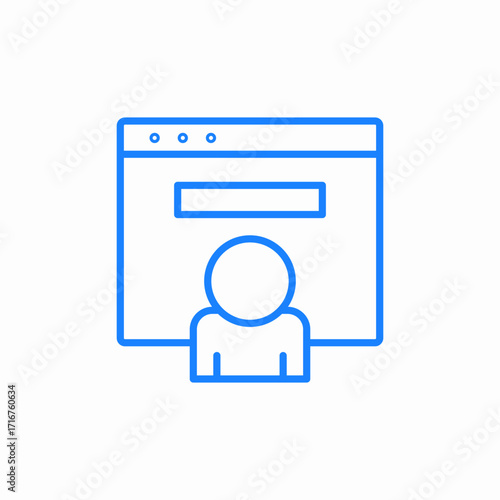 user profile in browser or app window icon sign vector