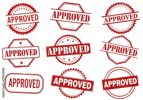 Collection of Red Approved Stamps Showing Official Confirmation and Agreement for Business Transactions and Documents