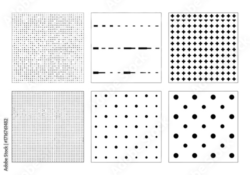 A Study in Abstract Geometric Patterns Exploring Varying Densities and Shapes Across Six Distinct Visual Fields