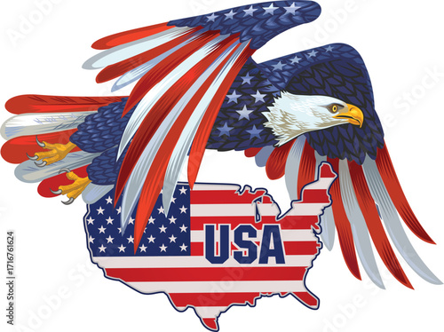 American eagle with USA flags