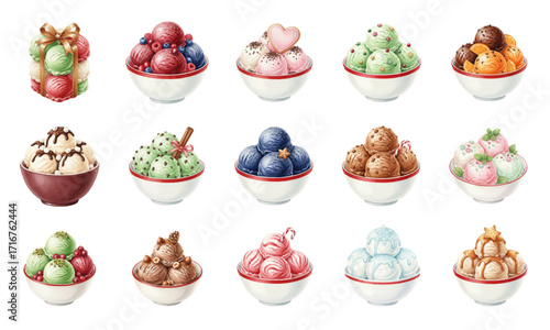 Watercolor Holiday Ice Cream Bowls Collection