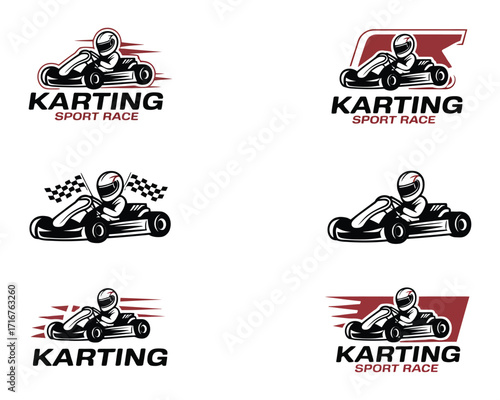 Dynamic Karting Sport Race Vector Icons for Motorsports Enthusiasts