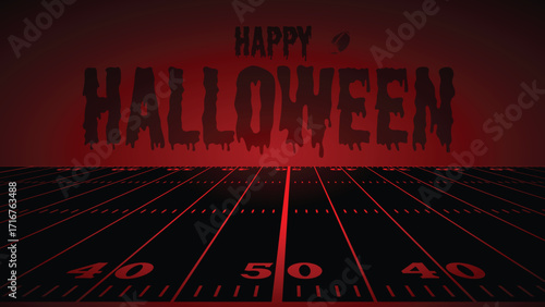 American Football Happy Halloween Drawings Concept, American Football Dark field, Vector Illustration Abstract Editable image, Social Media and web Post