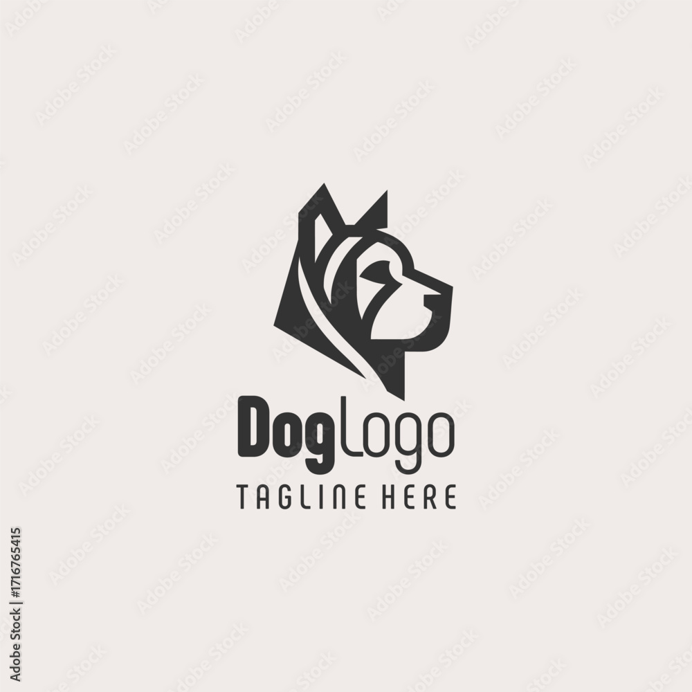 Obraz premium Minimalist Dog Silhouette Logo Design