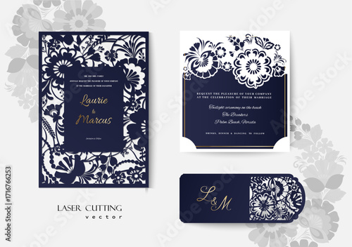 Floral Laser Cut Invitation Set