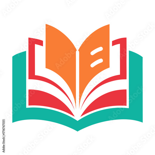 Colorful open book logo design