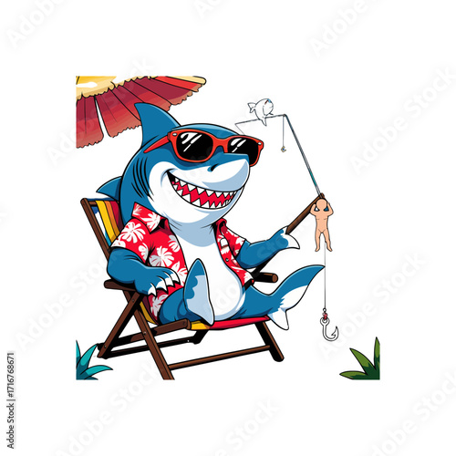 Humorous Shark Fishing with Tiny Human Bait | Summer Island Cartoon
