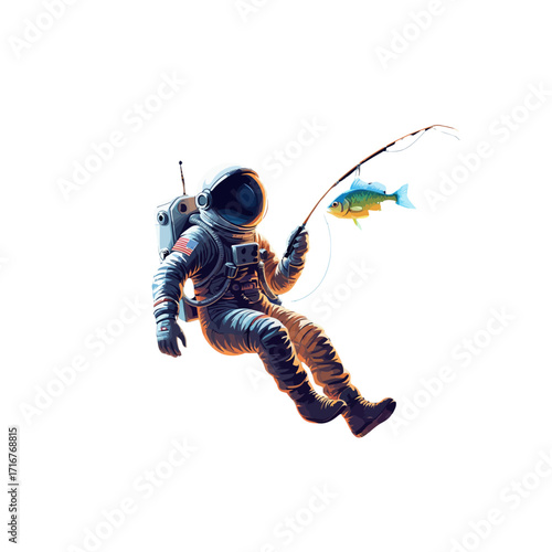 Astronaut Fishing in Space | Cosmic Angler Illustration
