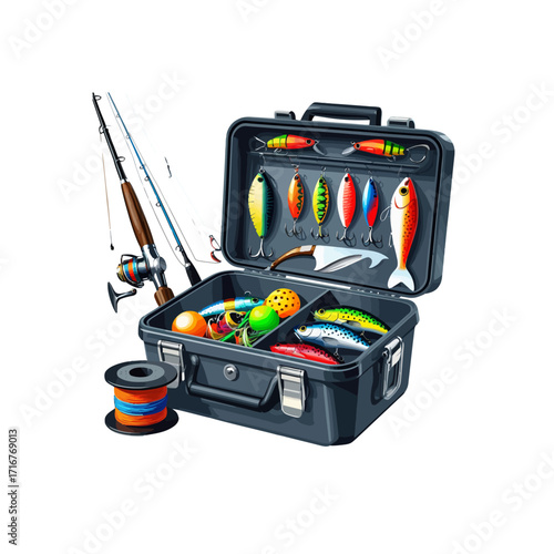 Organized Fishing Equipment: Tackle Box & Supplies
