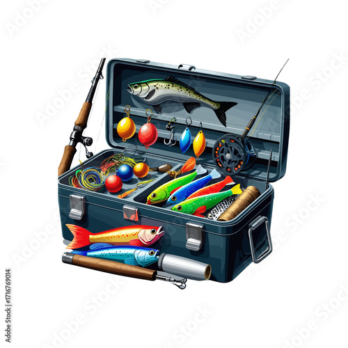 Fishing Tackle Box with Lures & Essential Gear
