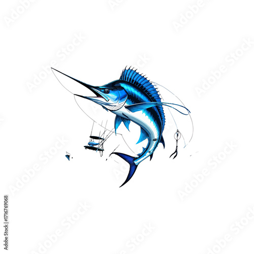 Blue Marlin Fish Illustration | Deep Sea Fishing Art
