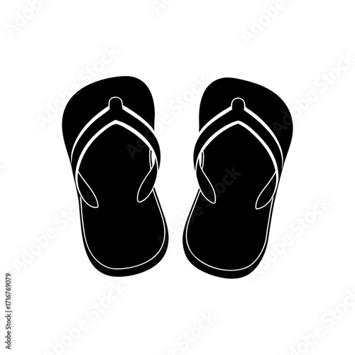 A pair of black flip flops view