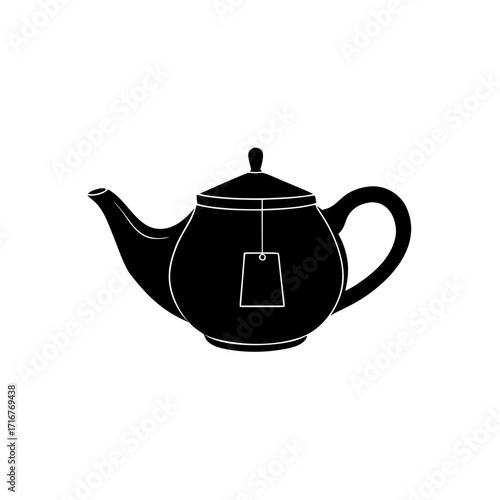 Teapot with tea bag silhouette