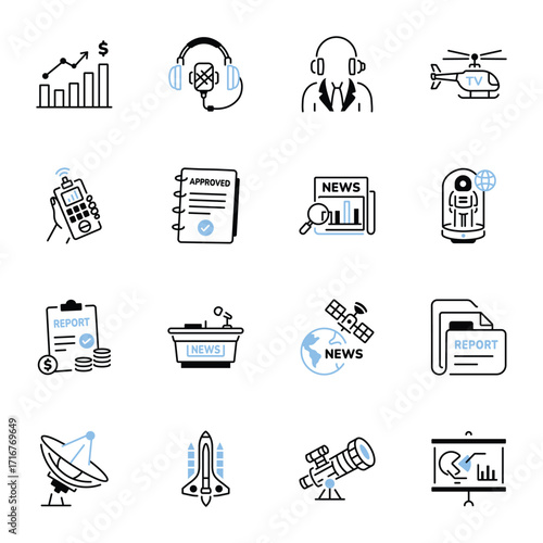 Premium Pack of Outline Style Icons of Media