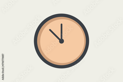 Simple illustration of a round clock showing almost eleven oclock