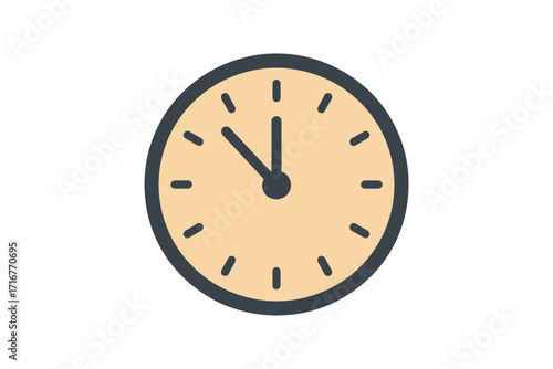 Simple analog clock face showing almost twelve oclock