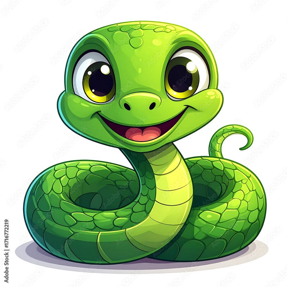 Fototapeta premium Cute cartoon snake
