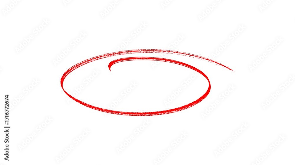 Hand-drawing oval frame circle highlight animation on white background, red circle marker and underline stroke with alpha channel
