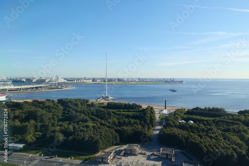 A Stunning Aerial View of the Coastal Landscape on a Beautiful, Clear Day, Perfect for Exploration