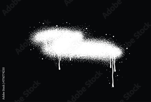White color spray paint or graffiti design element on the black wall background.