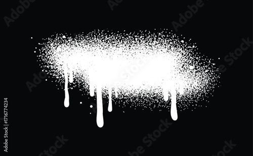 White color spray paint or graffiti design element on the black wall background.