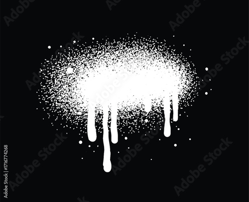 White color spray paint or graffiti design element on the black wall background.