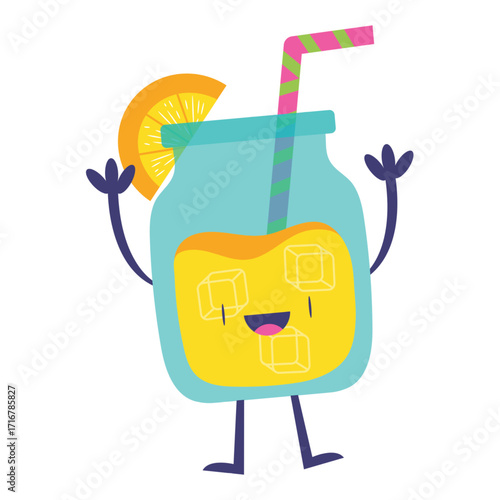 Lemonade Vector Illustration. Flat Minimal Design. Editable Illustration for Web, Mobile, Print