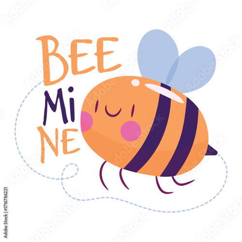 Be Mine Vector Illustration. Flat Minimal Design. Editable Illustration for Web, Mobile, Print