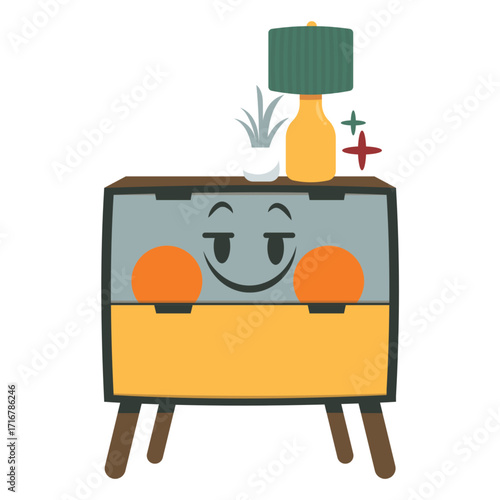 Bedside Table Vector Illustration. Flat Minimal Design. Editable Illustration for Web, Mobile, Print