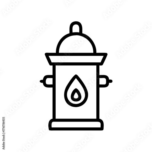 Fire hydrant with water symbol in minimal line art style  