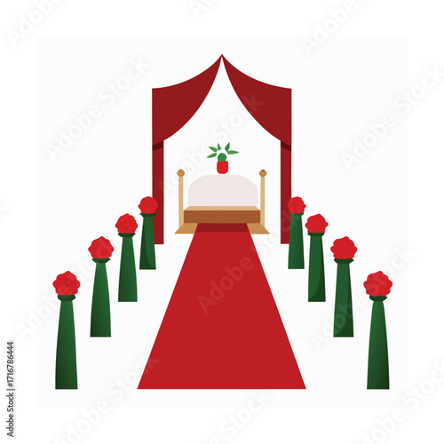 wedding hall mockup with grand aisle decorated