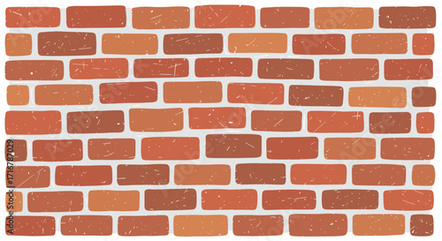 A textured red brick wall pattern with a subtle grunge effect and white grout lines