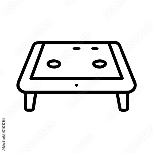 Simple line drawing of a modern air hockey table  
