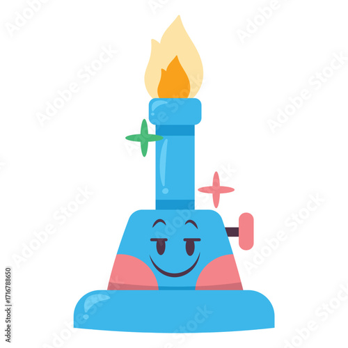 Bunsen Burner Vector Illustration. Flat Minimal Design. Editable Illustration for Web, Mobile, Print