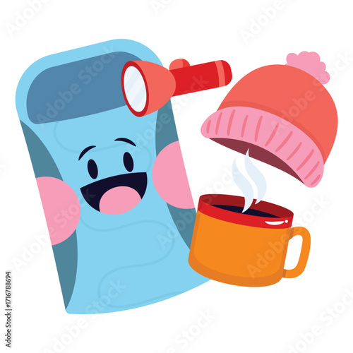 Camping Vector Illustration. Flat Minimal Design. Editable Illustration for Web, Mobile, Print
