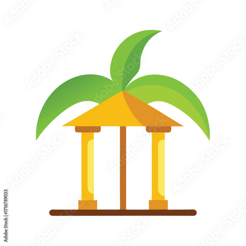 flat vector banana tree sapling wedding pavilion