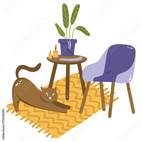 Stay Home Vector Illustration. Flat Minimal Design. Editable Illustration for Web, Mobile, Print