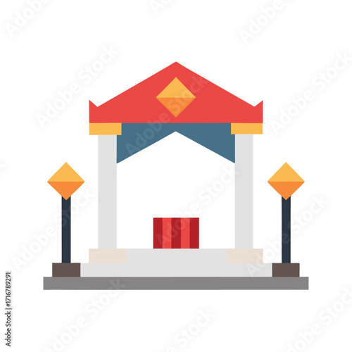 flat illustration wedding hall mockup with geometric decor