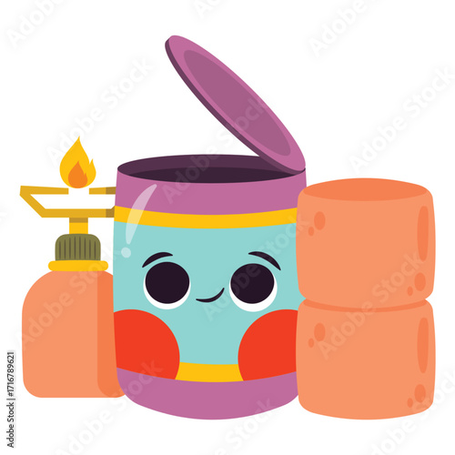 Camping Vector Illustration. Flat Minimal Design. Editable Illustration for Web, Mobile, Print