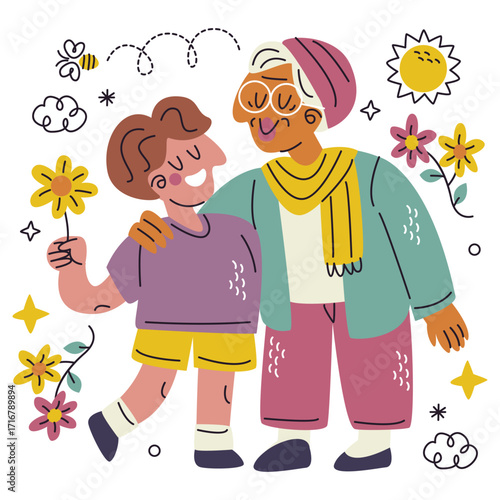 Grandmother Vector Illustration. Flat Minimal Design. Editable Illustration for Web, Mobile, Print
