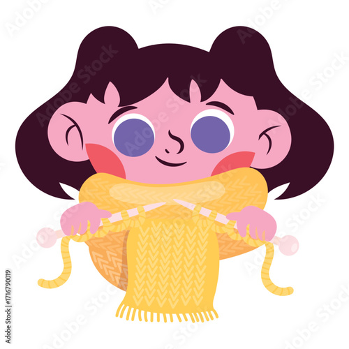 Knitting Vector Illustration. Flat Minimal Design. Editable Illustration for Web, Mobile, Print