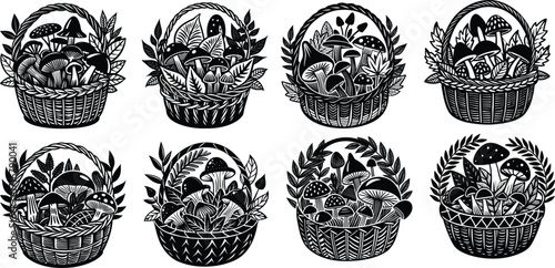 Mushroom Basket Silhouette