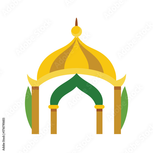 banana sapling pavilion with golden trims and traditional design