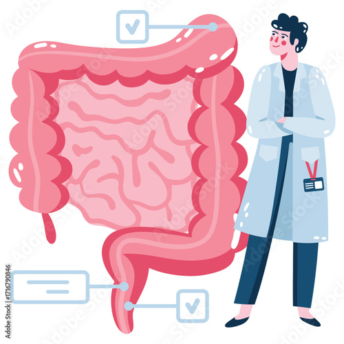 Intestine Vector Illustration. Flat Minimal Design. Editable Illustration for Web, Mobile, Print